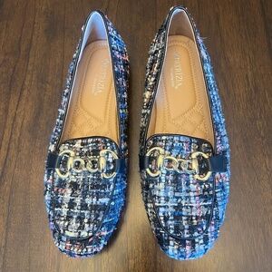 Patrizia by Spring Step, Women's Colorful Tweed, with gold chai accent, Size 7.5